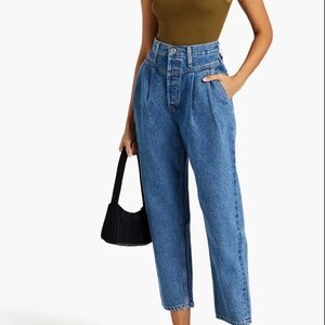 RE/DONE savi pleated wide leg taper jeans